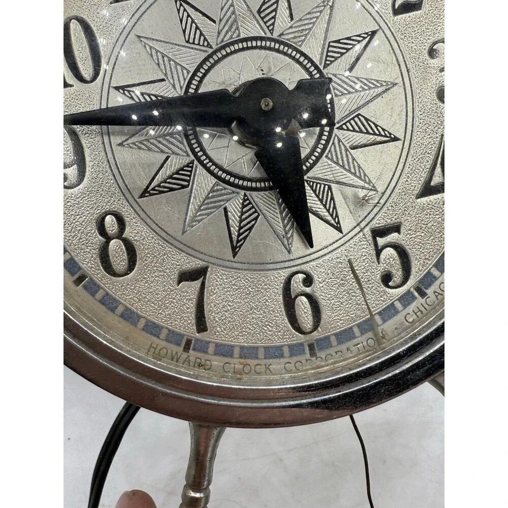 Vintage Howard Clock Corp Nautical Maritime Ships Wheel Electric Mantle Clock